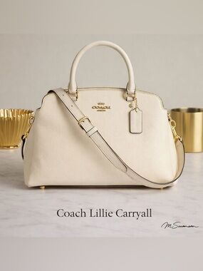 NEW Coach Lillie Carryall Satchel Chalk Crossgrain Leather Carryall Bag NWT